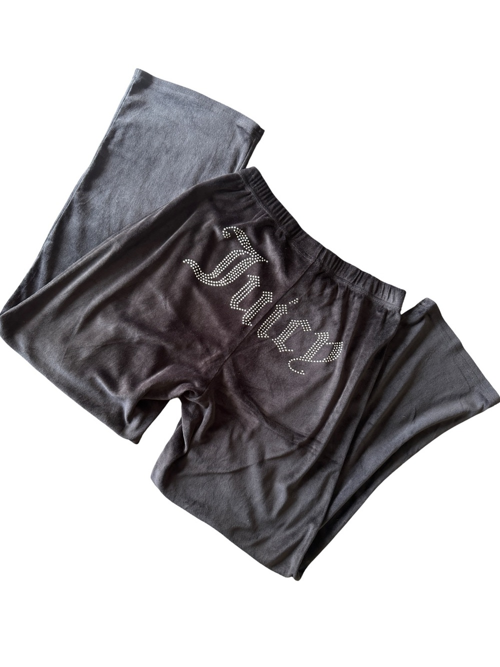 Juicy Couture Black Velour Rhinestone Track Pants Size Small